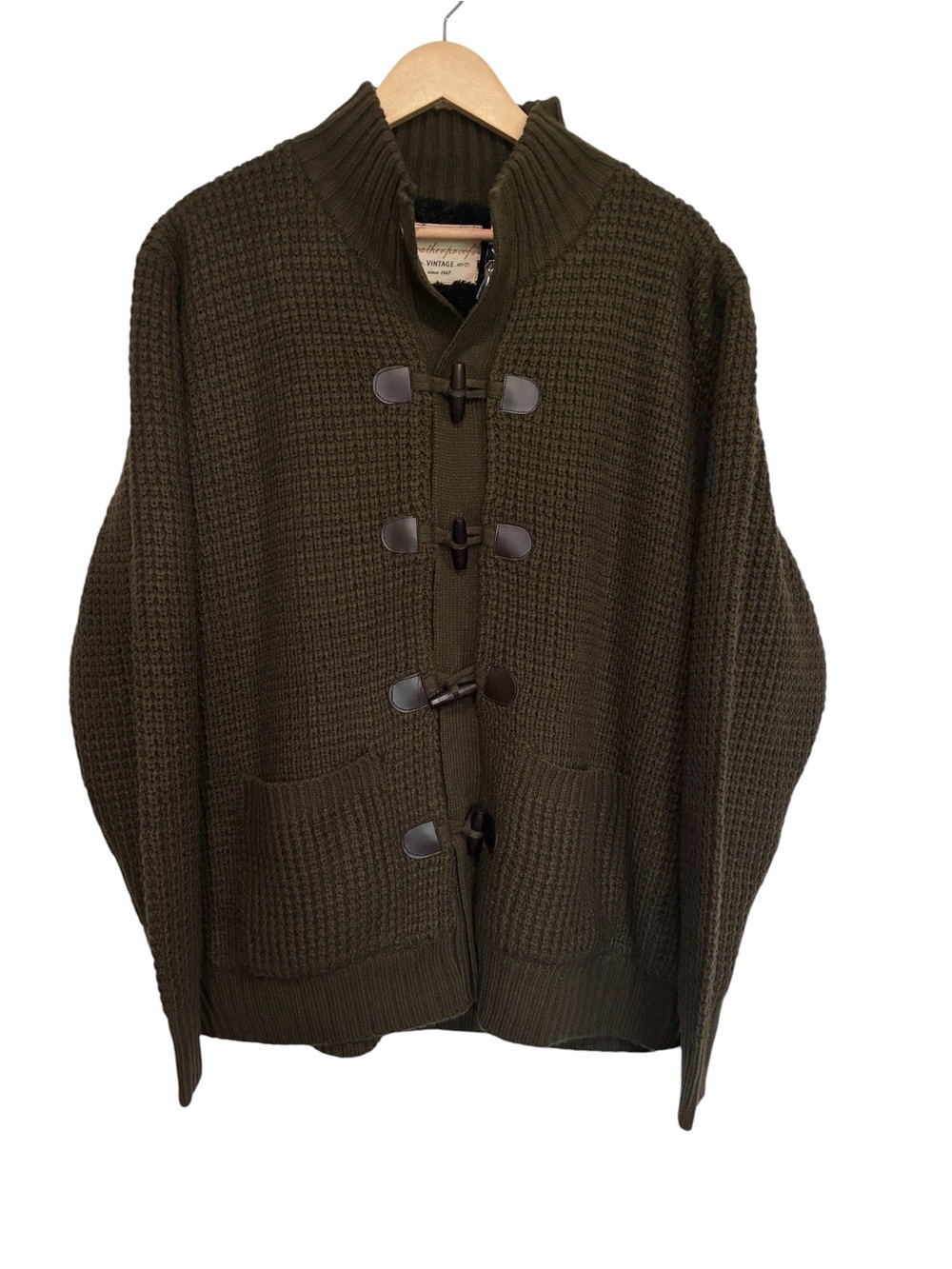 Weatherproof Men’s Chunky Toggle Cardigan Jacket - Olive Green NWT
